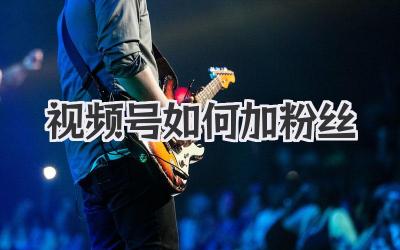 视频号如何加粉丝
